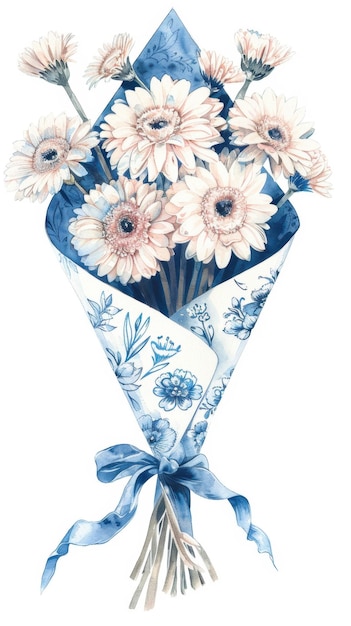 a vase of flowers with a bow and a bow