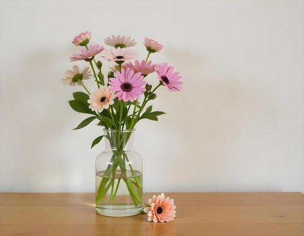 a vase of flowers with one that says spring on the bottom