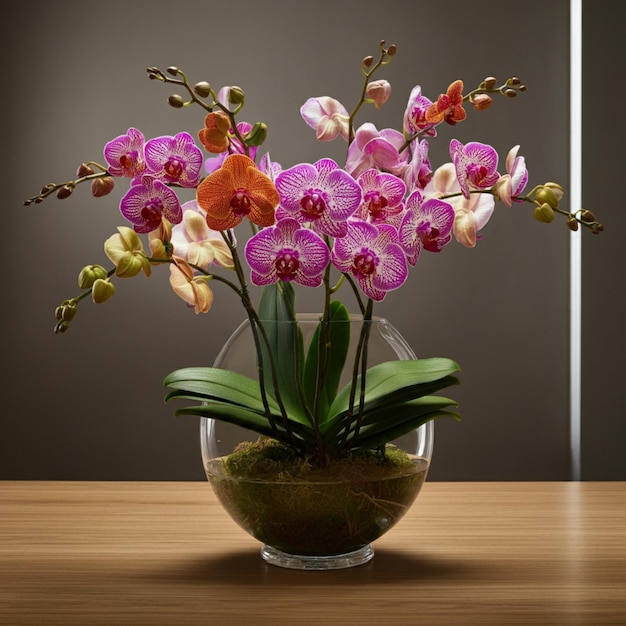 a vase of flowers with a white background that says quot orchid quot