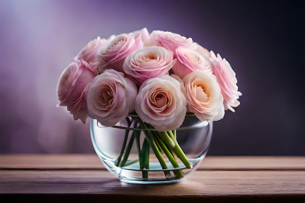 a vase of pink roses with green stems in it