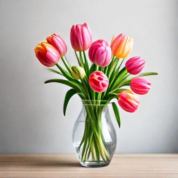 a vase of tulips with one that has the word tulips on it