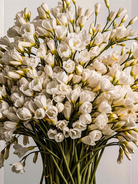 a vase of white flowers with the words quot lily of the valley quot on the bottom