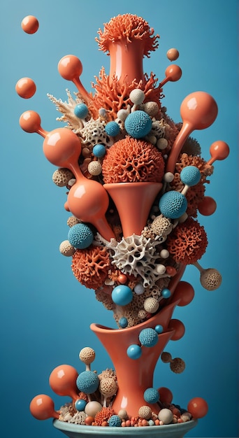 Photo a vase with a bunch of different colored balls in it