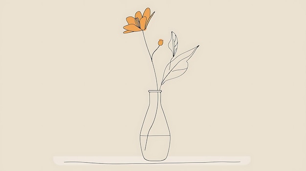 Photo a vase with a flower in it that says quot orange quot