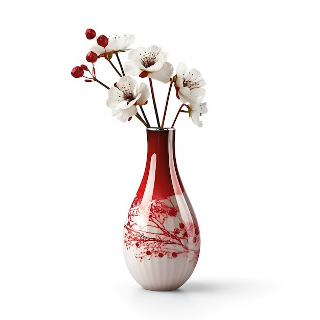 Vase with flowers isolated on white background