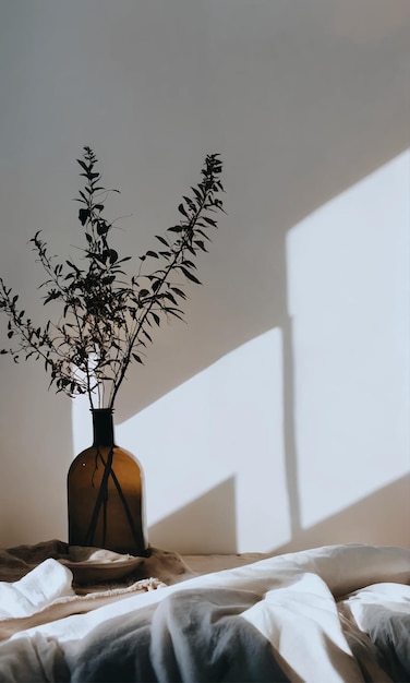 Photo a vase with flowers in it is on a table