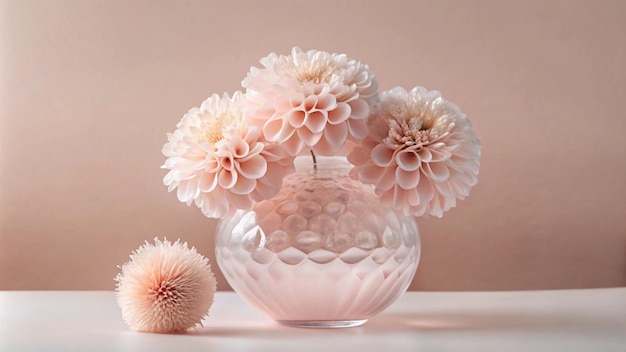 Photo a vase with flowers on a table and a vase with one that says quot flowers quot