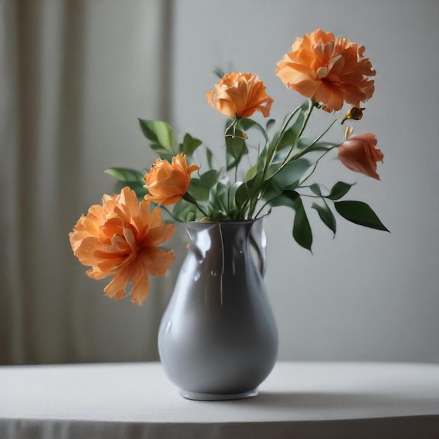 a vase with orange flowers in it and the word quot tulip quot on the bottom