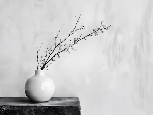 A vase with a plant on a table