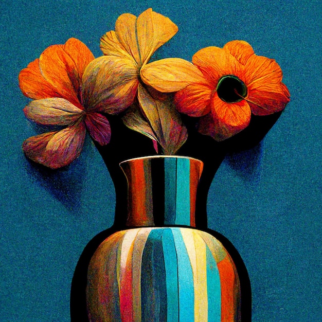 Vase with spring multicolor flowers bouquet