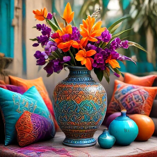 Photo a vase with the word panas on it sits on a table