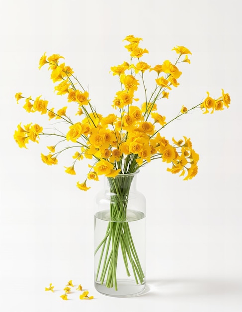 Photo a vase with yellow flowers in it and the word  im on it