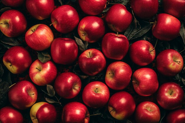 Photo a vast array of ripe red apples