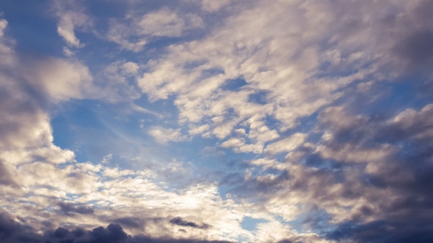 The vast blue sky and clouds sky in the sunset