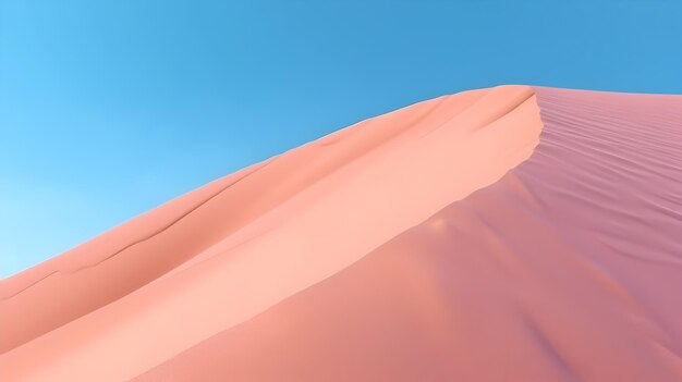 Vast Expanse of Pink Sand Dunes Under Serene Blue Skies in Otherworldly Saharan Landscape