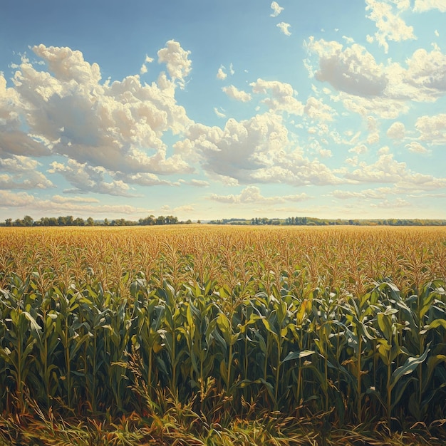 Photo vast field of corn stalks reaching for the sunlit sky