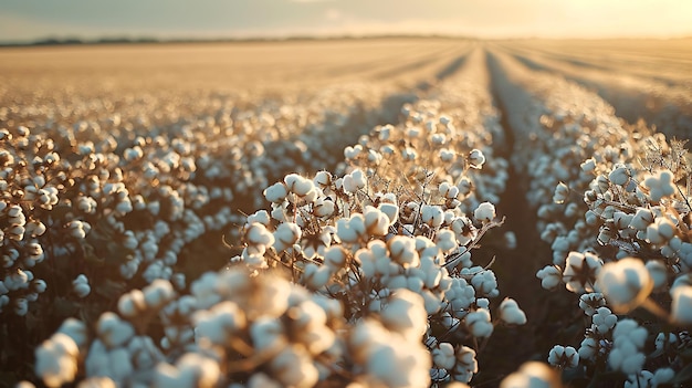 Photo a vast field of cotton plants in full bloom with fluffy white bolls covering the landscape