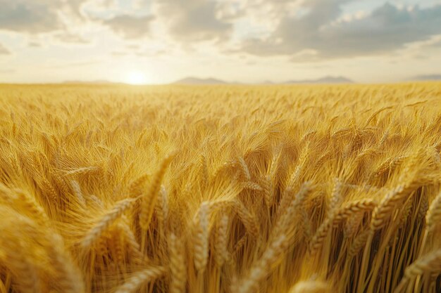 Photo vast golden wheat field under a bright blue sky