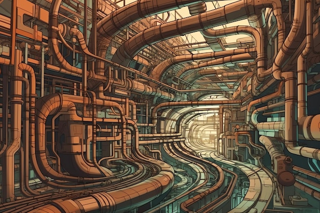 Vast network of underground tunnels and pipes