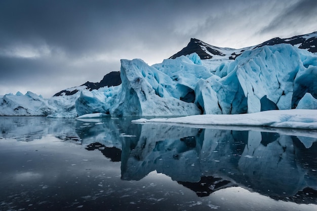 VatnajAkull glacier blue ice blocks inside a crevasse in Iceland