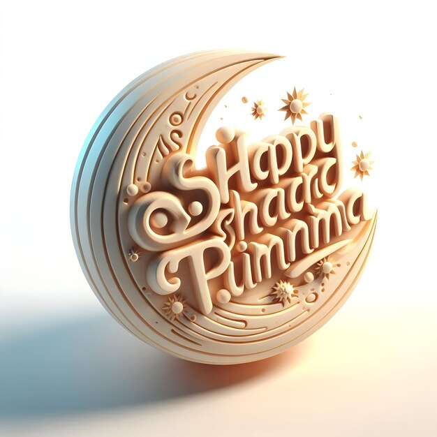 Photo vector 3d icon of traditional rangoli with happy sharad purnima text on white background pan camera