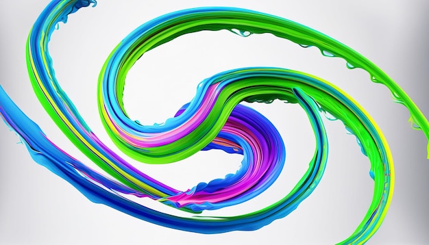 Photo vector 3d paint curl abstract spiral brush stroke flowing ribbon shape digital liquid ink