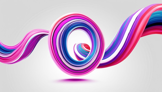 Photo vector 3d paint curl abstract spiral brush stroke flowing ribbon shape digital liquid ink