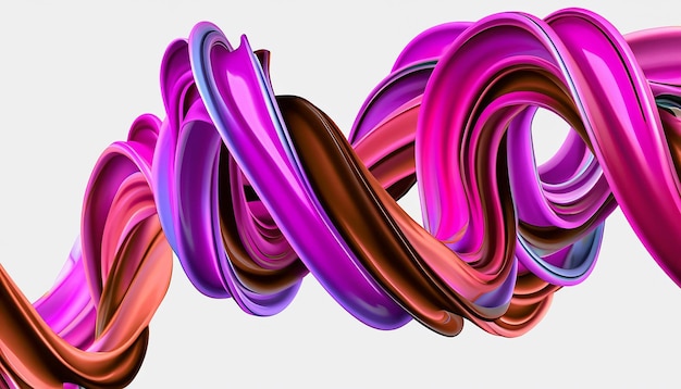 Photo vector 3d paint curl abstract spiral brush stroke flowing ribbon shape digital liquid ink