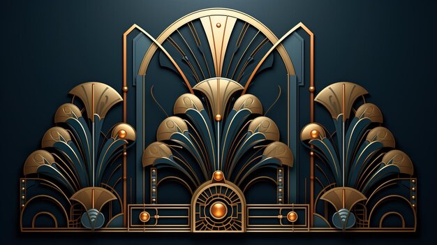 Photo vector abstract art deco luxury pattern golden vintage artistic background