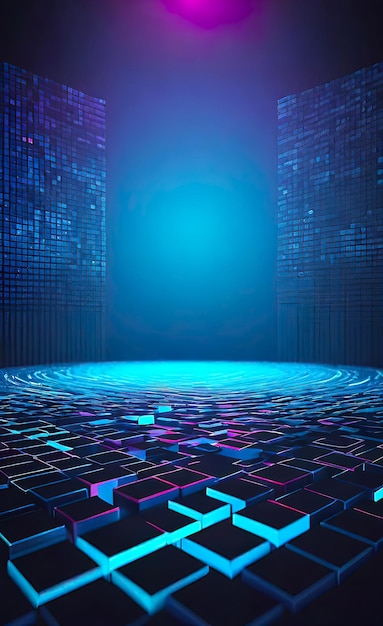 Vector abstract background Digital glowing square pixels for technology gaming and science