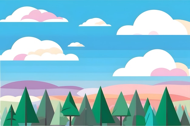 A vector abstract creation of forest and clouds