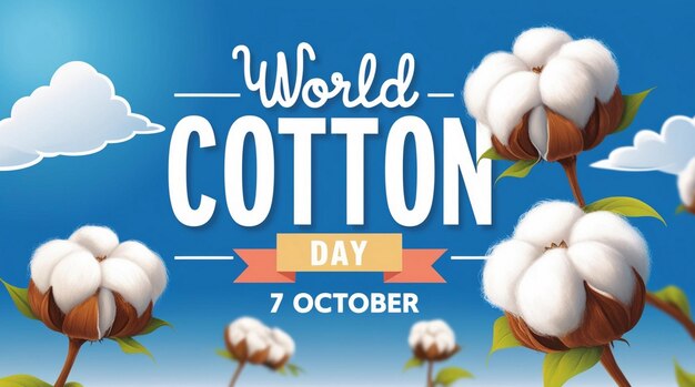 Photo vector abstract poster with cotton flowers for world cotton day