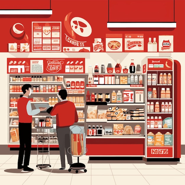 Vector art of market and supermarket