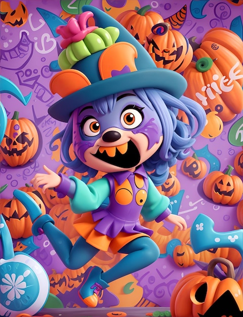 Vector art ready to print colorful graffiti illustrati halloween theme