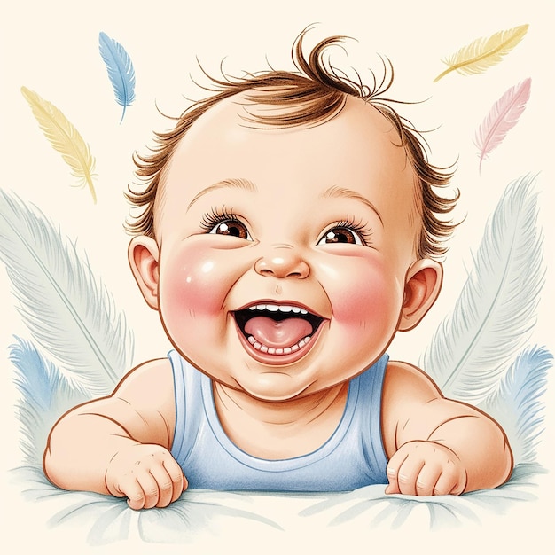 vector of baby children laughing happily