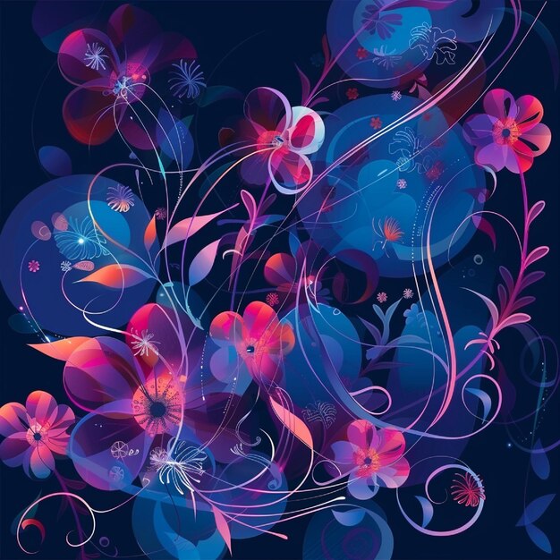 Photo vector background with abstract floral elements