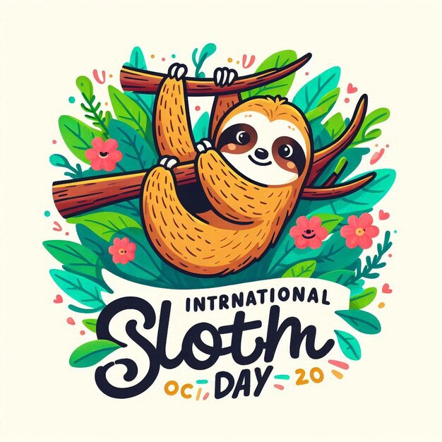 Photo vector banner concept for international sloth day