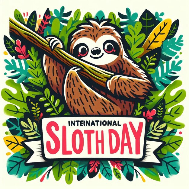 Photo vector banner design for international sloth day