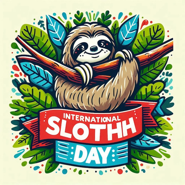 Vector Banner Design for International Sloth Day