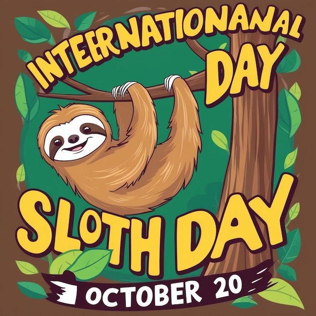 Photo vector banner design for international sloth day