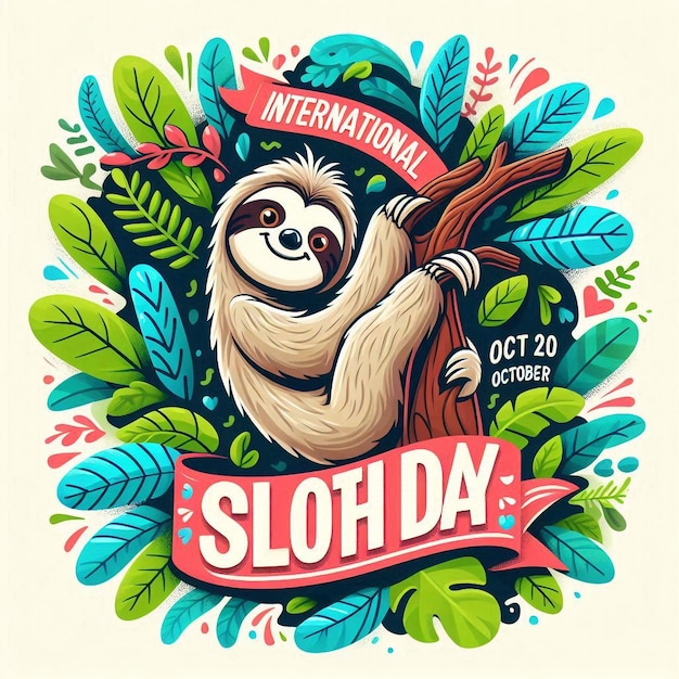 Vector Banner Design for International Sloth Day