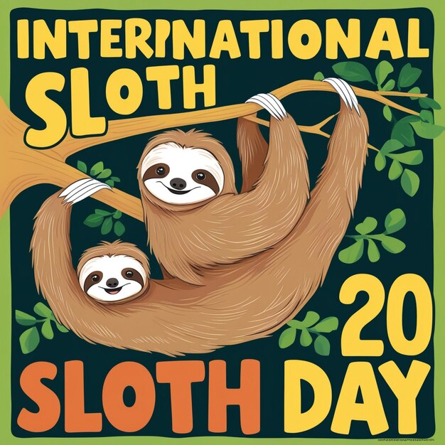 Photo vector banner design for international sloth day