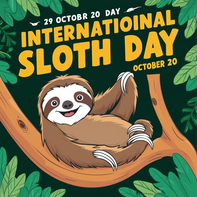 Photo vector banner design for international sloth day