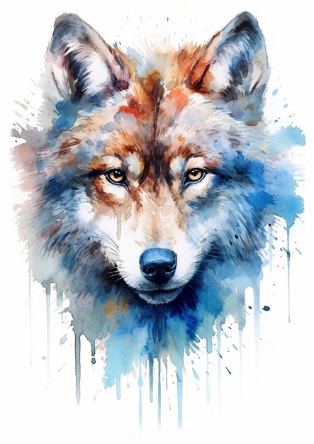 Vector beautiful wolf watercolor paint ilustration