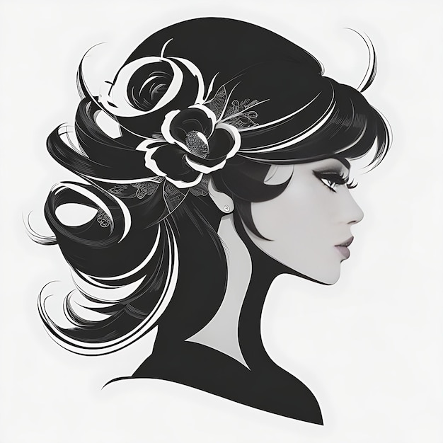 Vector beautiful woman silhouette beauty salons beauty care cosmetics logo print poster design Ai