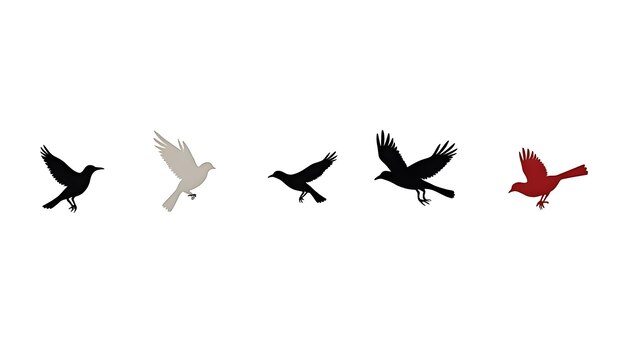 Photo vector birds silhouette birds in flight vector flying birds silhouette bird silhouettes white bac