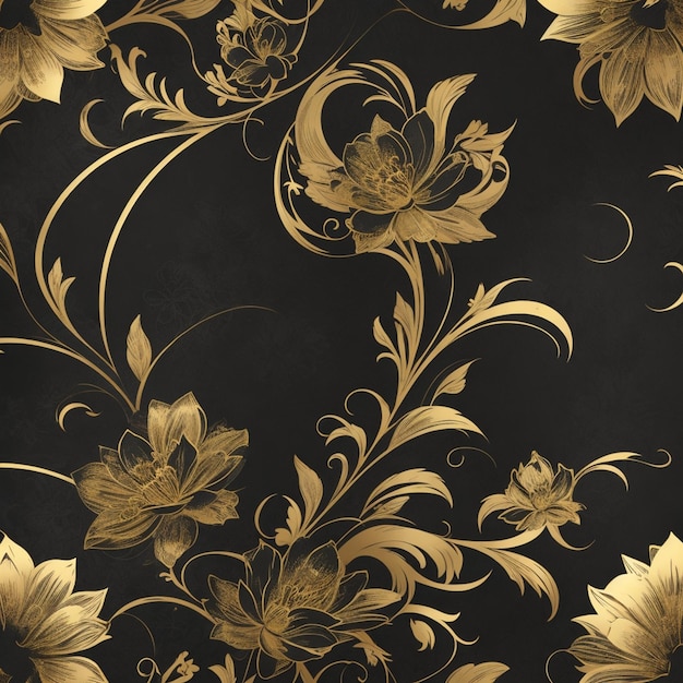 vector black and gold decorative flower style background