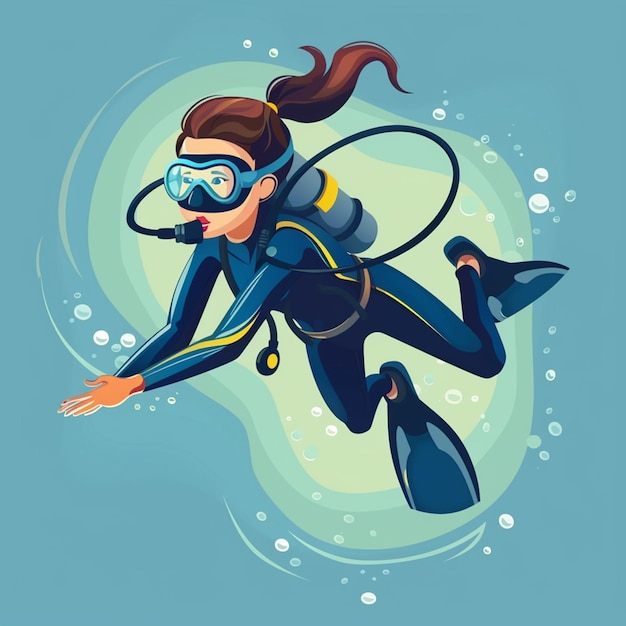 Photo vector cartoon beautiful diver