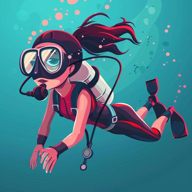 Photo vector cartoon beautiful diver