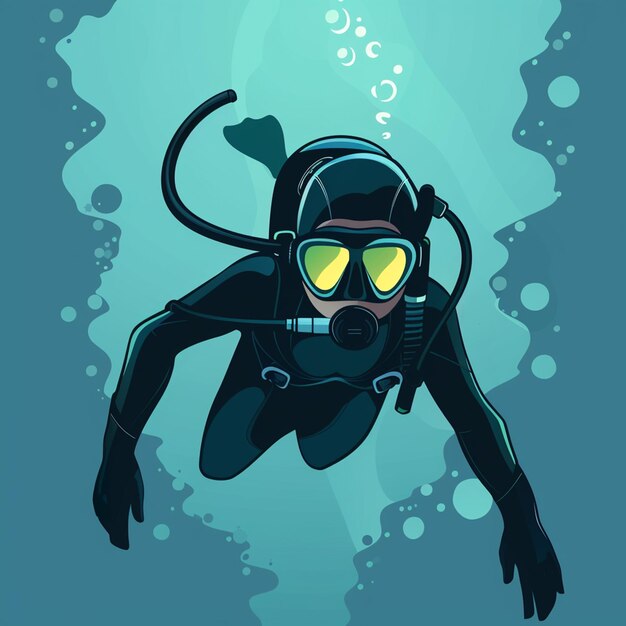 Photo vector cartoon beautiful diver